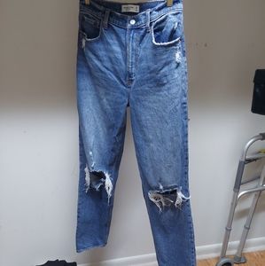 Abercrombie & Fitch The 90's Straight Ultra High-rise distressed denim, 29/8L